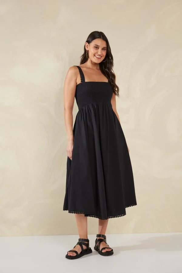 Haven Adelfia Shirred Dress - Domino Clearance