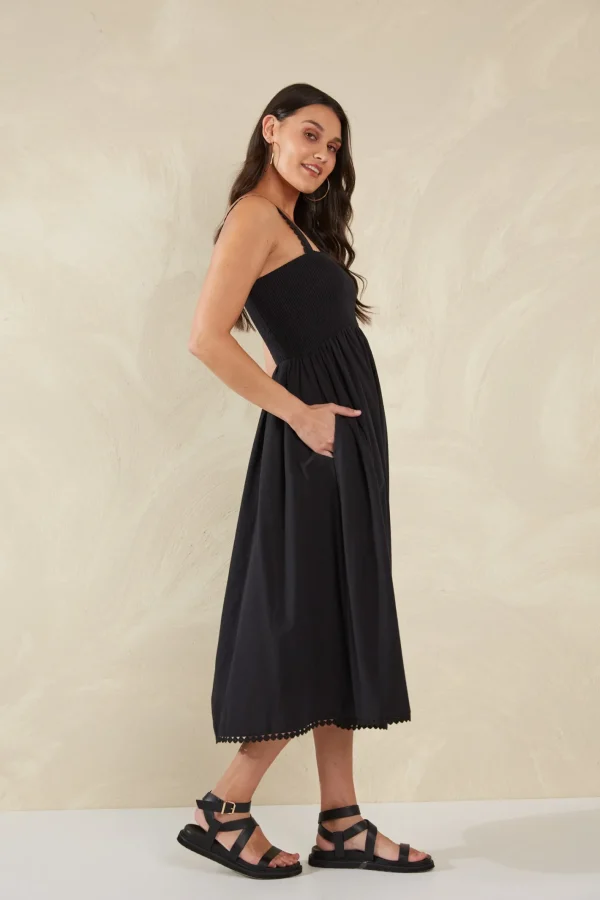 Haven Adelfia Shirred Dress - Domino Clearance