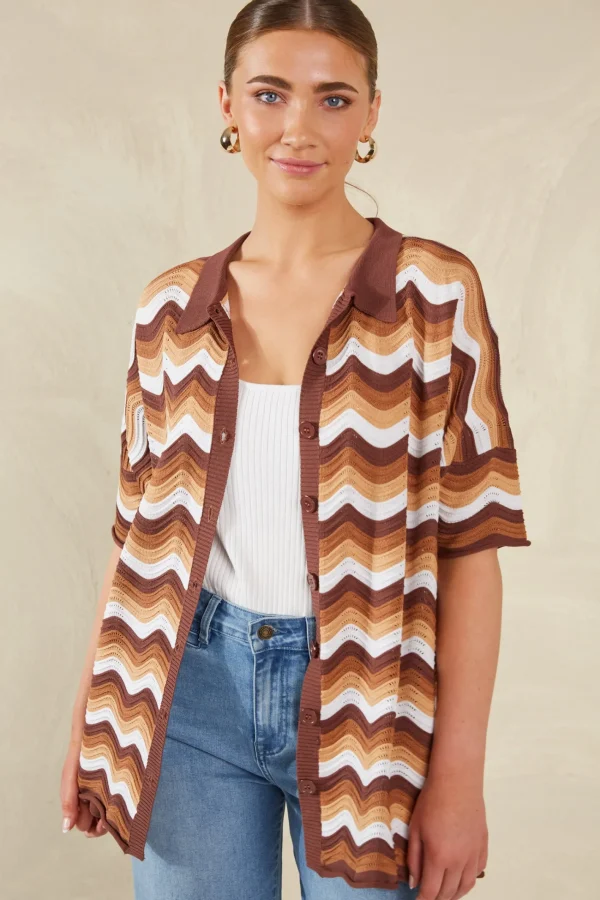 Haven Amalfi Knit Shirt - Tiramisu Fashion