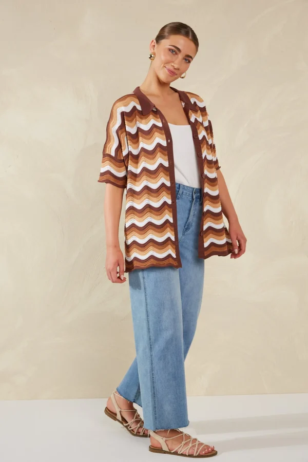 Haven Amalfi Knit Shirt - Tiramisu Fashion
