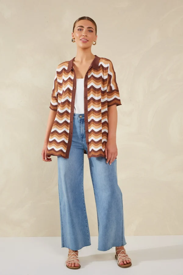 Haven Amalfi Knit Shirt - Tiramisu Fashion
