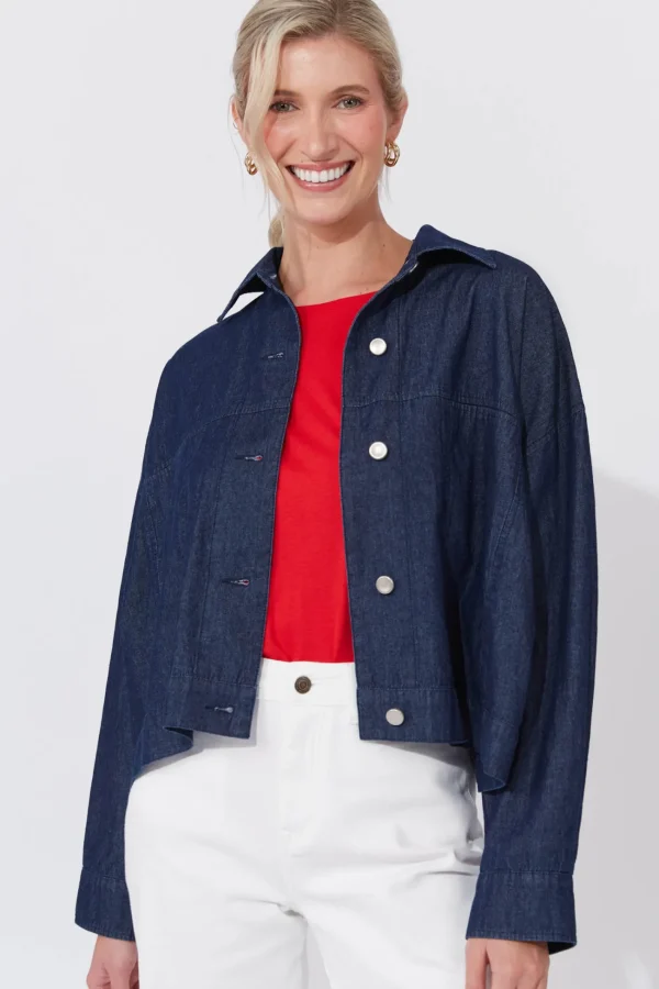 Haven Austin Denim Crop Jacket - Indigo Sale