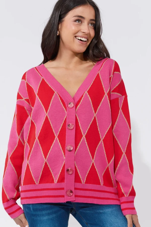 Haven Casablanca Lurex Cardigan - Chilli/Pink Sale