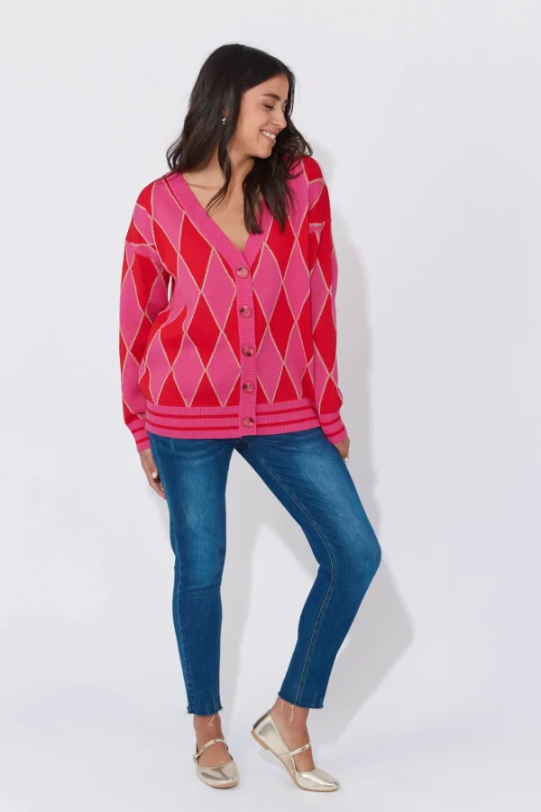 Haven Casablanca Lurex Cardigan - Chilli/Pink Sale