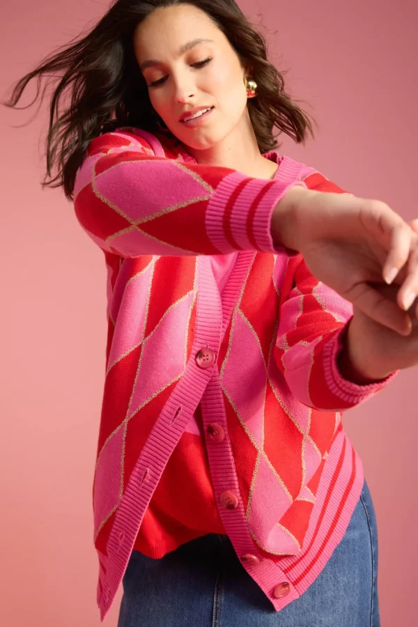 Haven Casablanca Lurex Cardigan - Chilli/Pink Sale