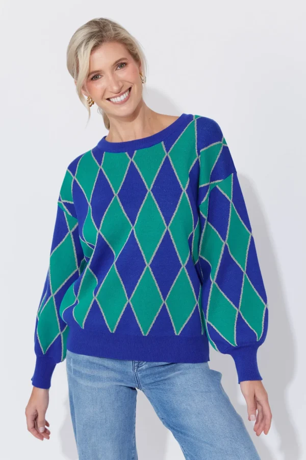 Haven Casablanca Lurex Jumper - Blue/Oasis Outlet