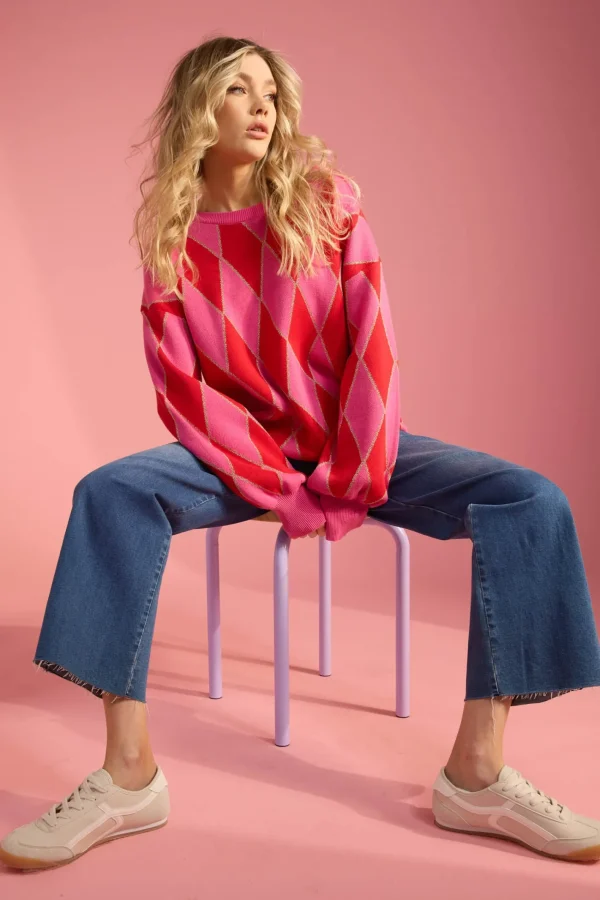 Haven Casablanca Lurex Jumper - Chilli/Pink Clearance