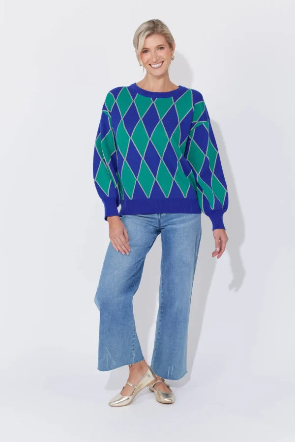Haven Casablanca Lurex Jumper - Blue/Oasis Outlet