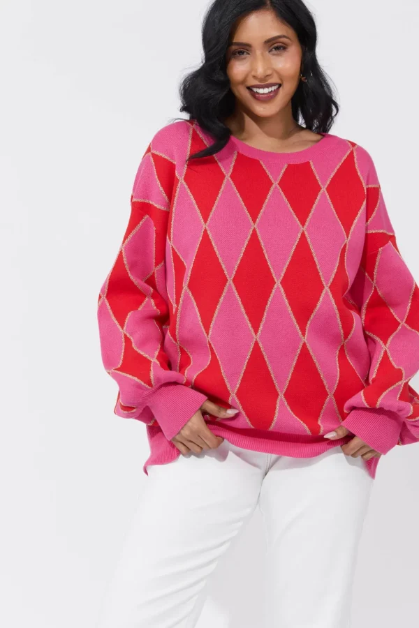 Haven Casablanca Lurex Jumper - Chilli/Pink Clearance