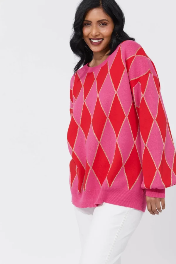 Haven Casablanca Lurex Jumper - Chilli/Pink Clearance