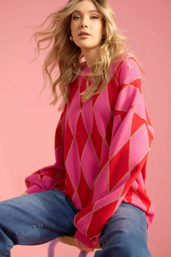 Haven Casablanca Lurex Jumper - Chilli/Pink Clearance