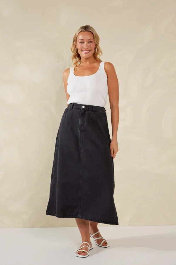 Haven Dalton Denim Skirt - Slate Online