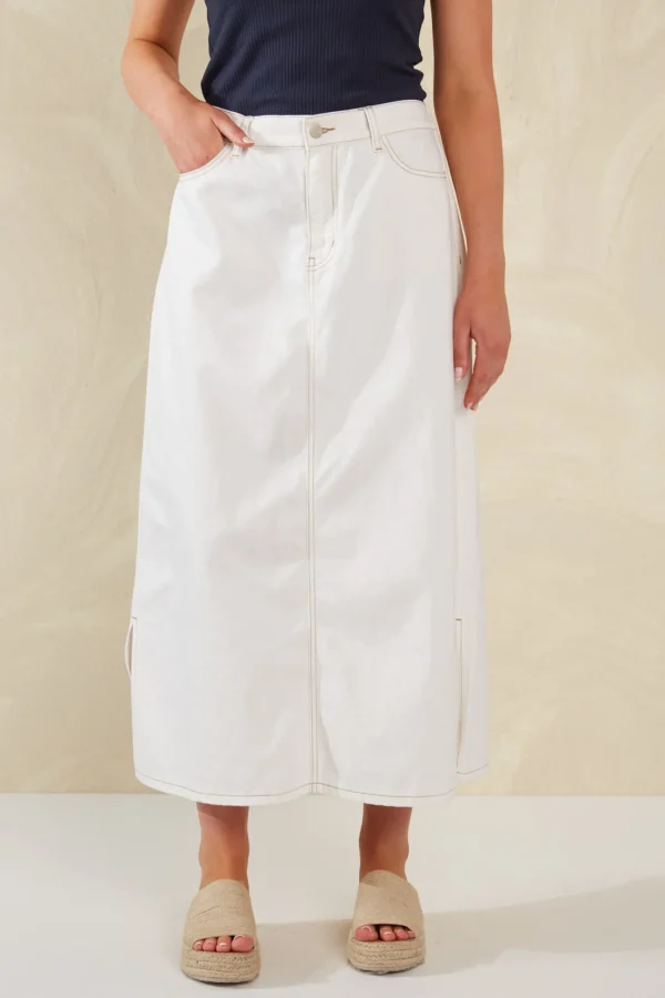 Haven Dalton Denim Skirt - White Outlet