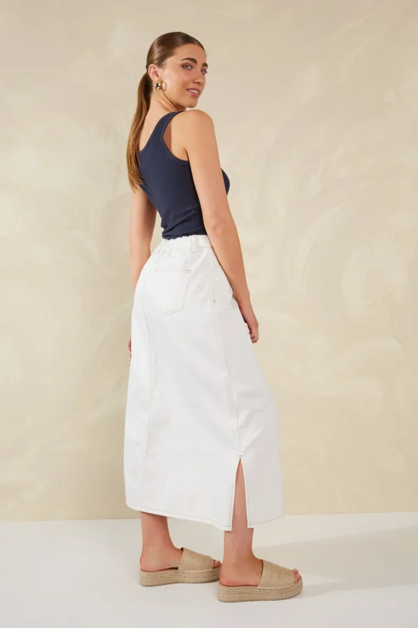 Haven Dalton Denim Skirt - White Outlet