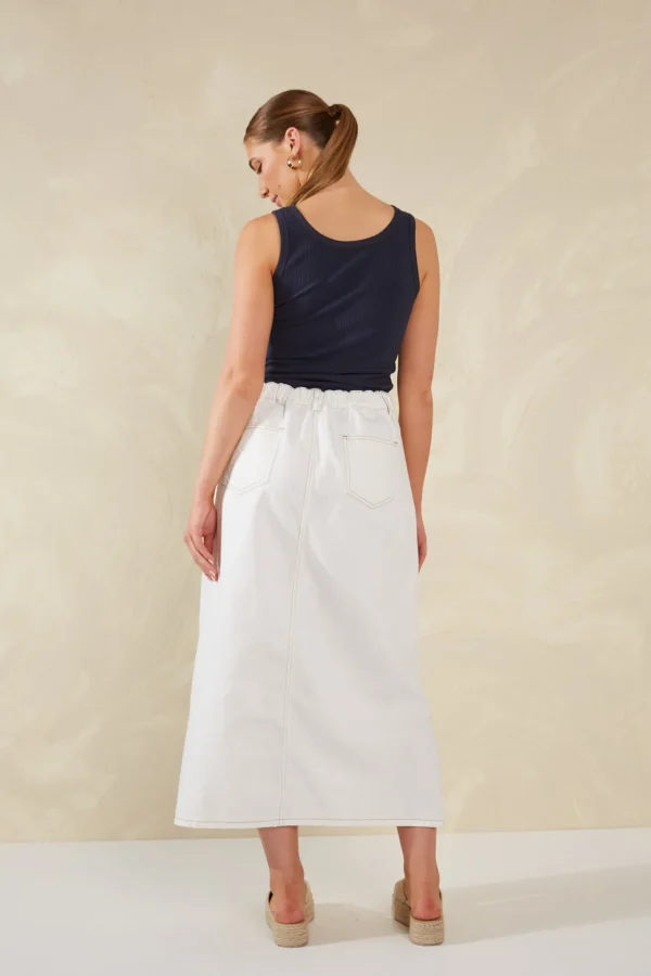 Haven Dalton Denim Skirt - White Outlet