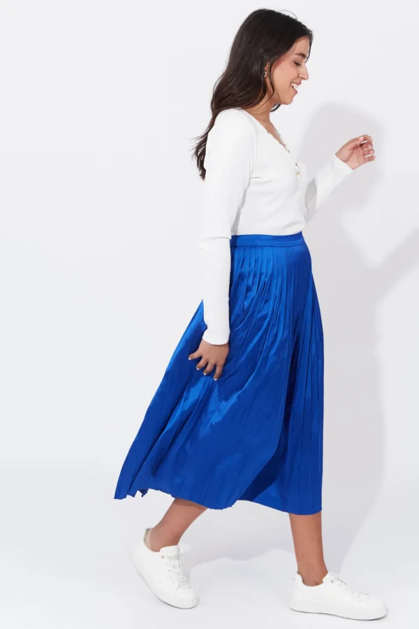 Haven Doha Pleated Skirt - Cobalt New
