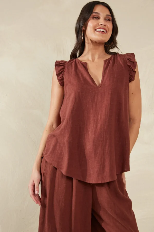Haven Florence Frill Tank - Espresso New