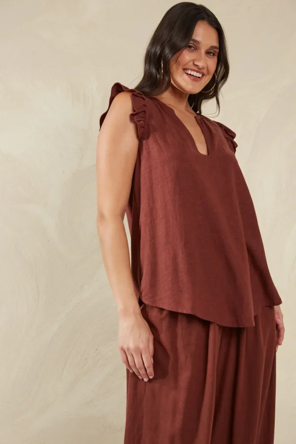 Haven Florence Frill Tank - Espresso New