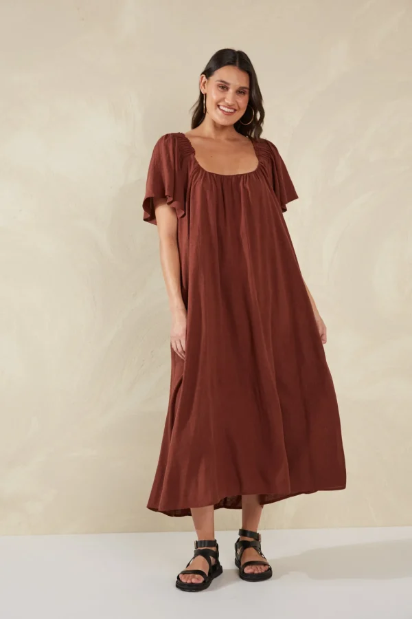 Haven Florence Ruffle Dress - Espresso Fashion