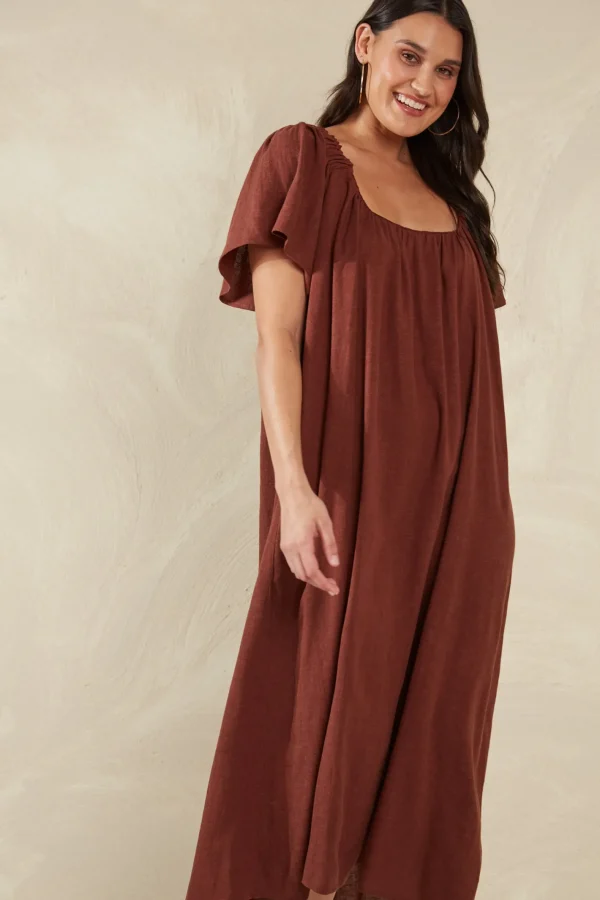 Haven Florence Ruffle Dress - Espresso Fashion