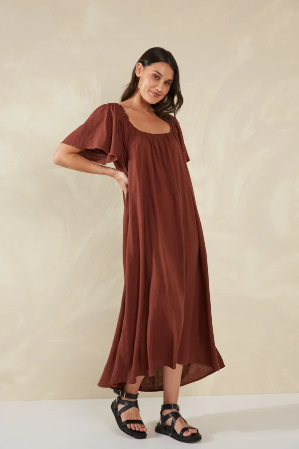 Haven Florence Ruffle Dress - Espresso Fashion