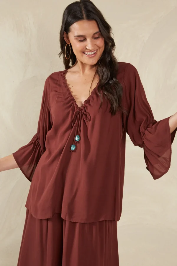 Haven Palermo Ruched Top - Espresso Hot