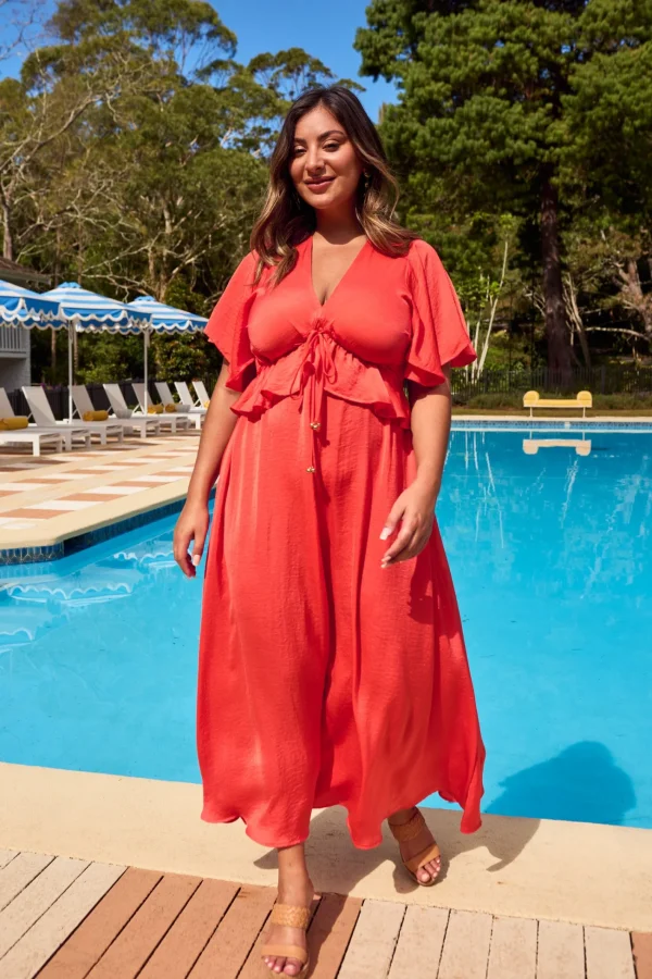 Haven Portofino Frill Maxi - Aperol Best