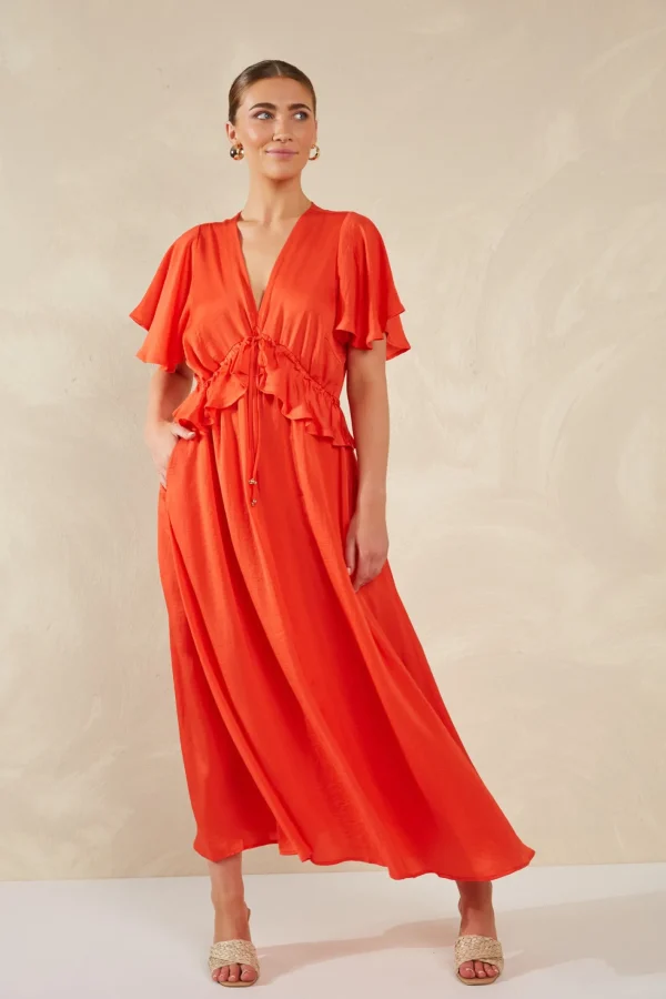 Haven Portofino Frill Maxi - Aperol Best