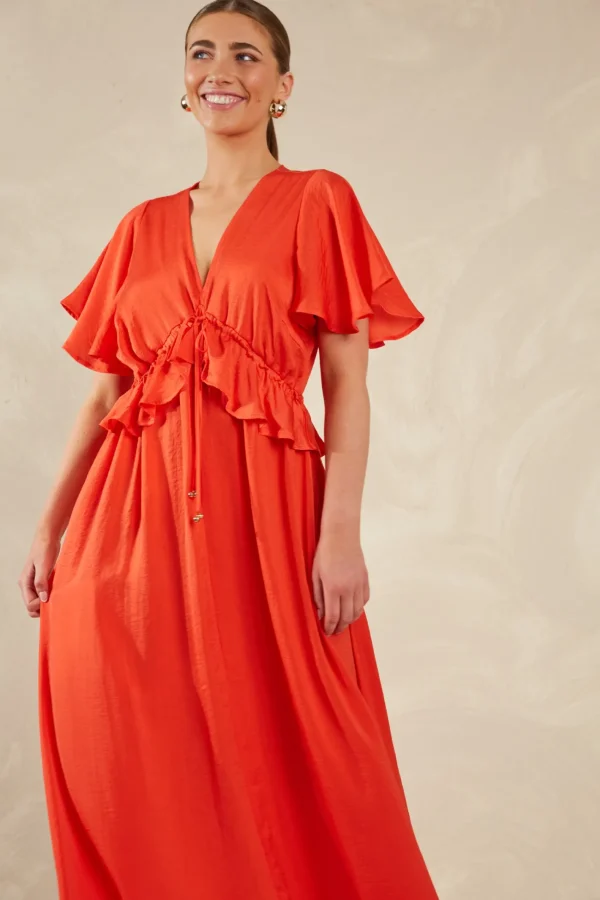 Haven Portofino Frill Maxi - Aperol Best