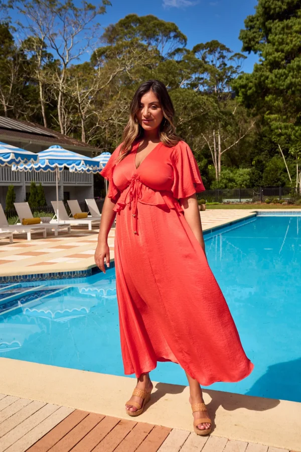 Haven Portofino Frill Maxi - Aperol Best