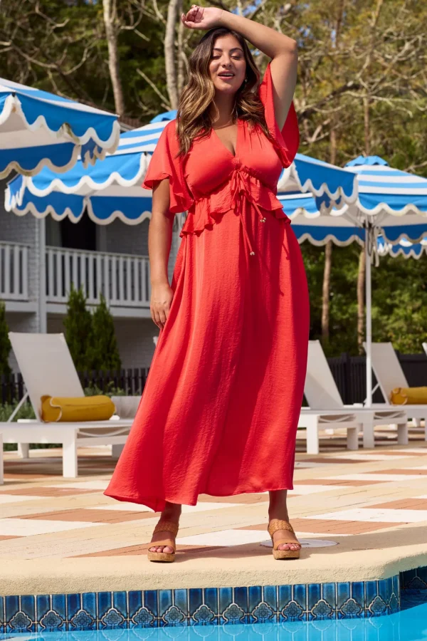 Haven Portofino Frill Maxi - Aperol Best