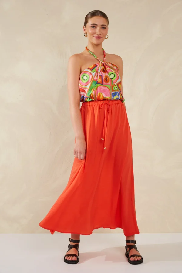 Haven Portofino Maxi Skirt - Aperol Clearance