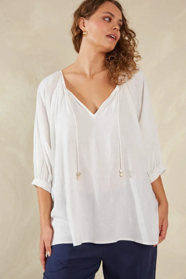 Haven Sardinia Relaxed Blouse - Bianco Clearance
