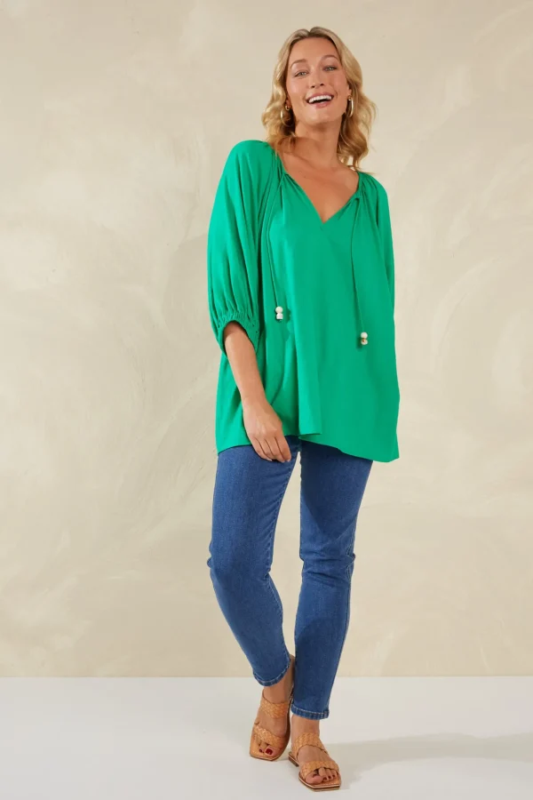 Haven Sardinia Relaxed Blouse - Verde Best