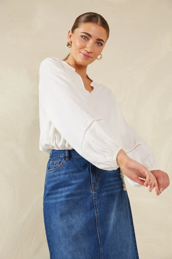 Haven Sardinia Tie Blouse - Bianco Hot