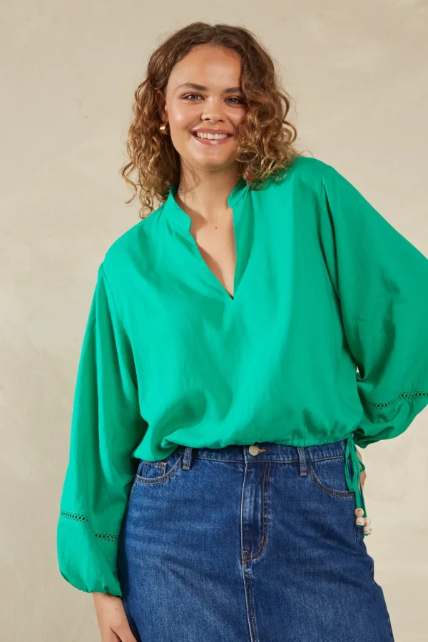 Haven Sardinia Tie Blouse - Verde Clearance