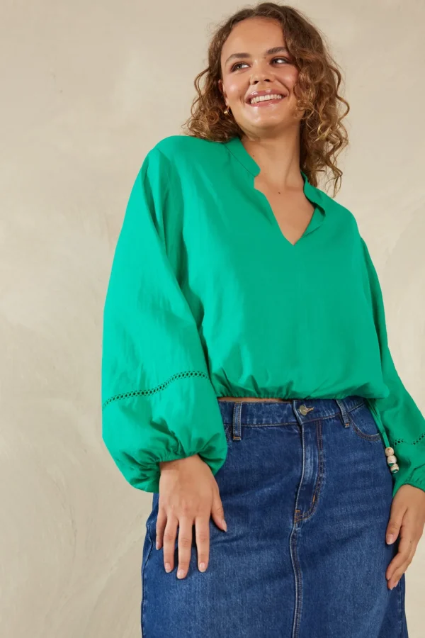 Haven Sardinia Tie Blouse - Verde Clearance