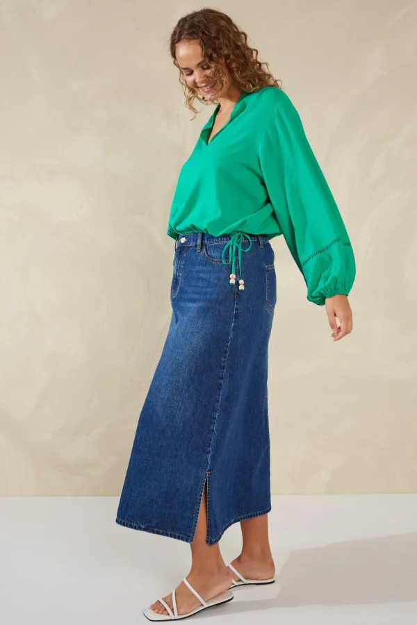 Haven Sardinia Tie Blouse - Verde Clearance