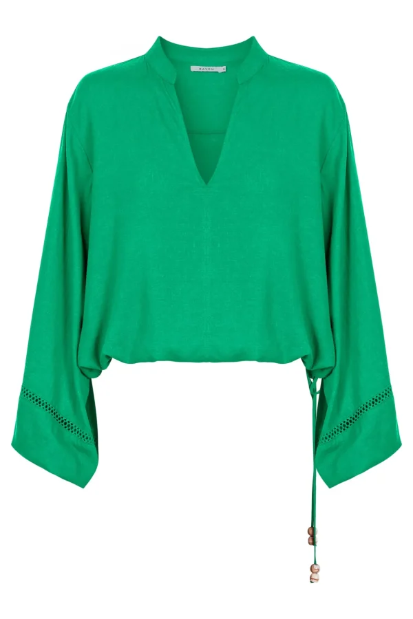 Haven Sardinia Tie Blouse - Verde Clearance