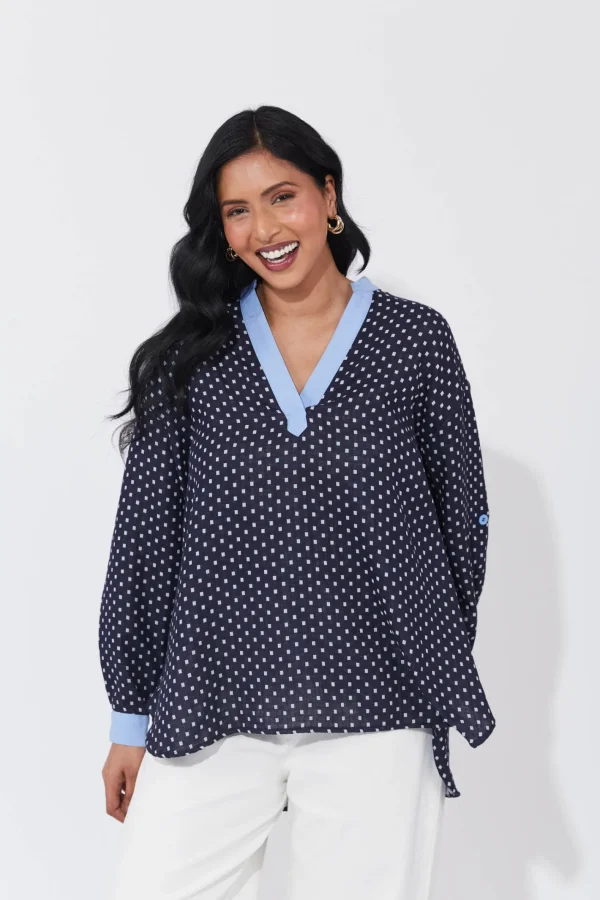 Haven Vanuatu Top - Navy Sale